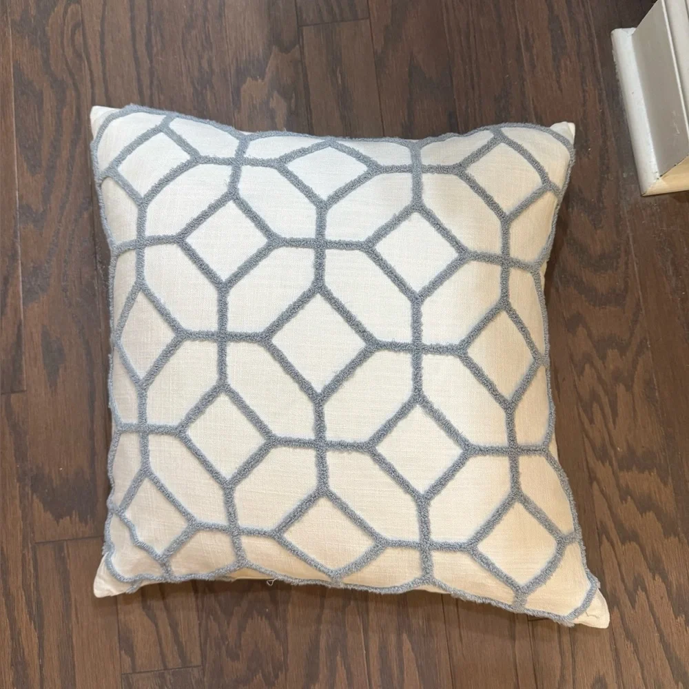 Ballard Design Inman Textured Trellis Pillow 20” Square Feather Insert Included